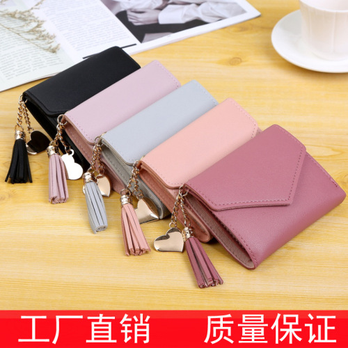 women‘s short wallet tassel pendant wallet wallet coin purse