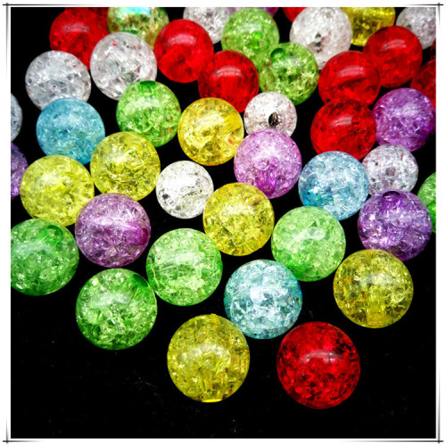 Burst Beads Acrylic Floral Beaded Crack Burst round Beads Colorful Gravel Transparent Ice Crack Glass Chipping Beads