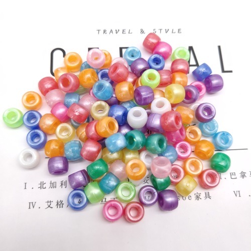 6 * 9mm Pearlescent Plastic Barrel Beads PS Large Hole Barrel Beads Color Scattered Beads DIY Handmade Beaded Accessories