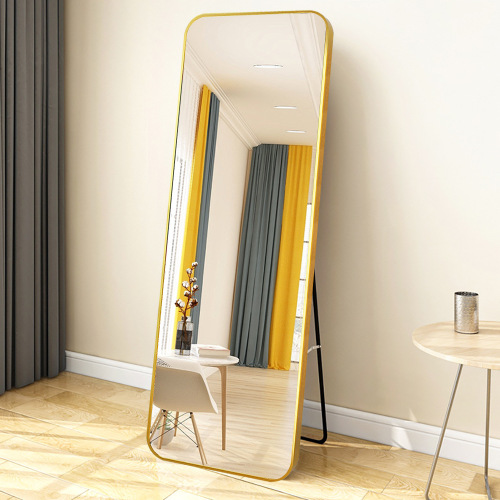 simple aluminum alloy rounded corner floor mirror wholesale dormitory slimming dressing mirror home bedroom hanging dual-use clothing store