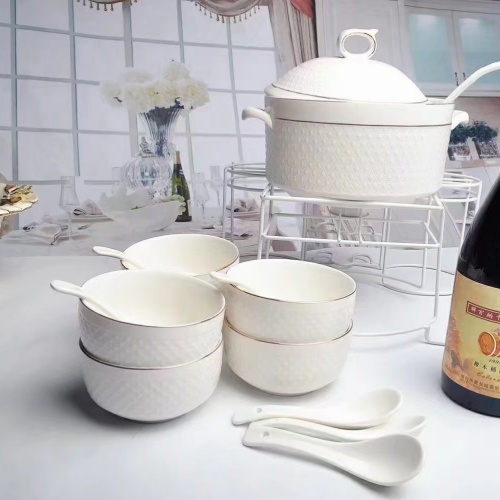 ceramic tableware soup pot ceramic bowl ceramic pot tableware suit japanese soup pot kitchen supplies soup bowl soup spoon
