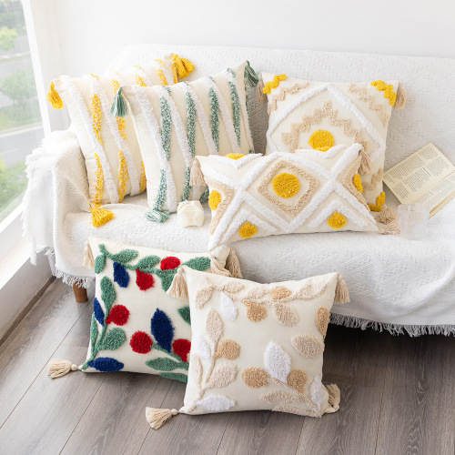 amazon‘s new bohemian geometric tufted pillowcase home tassel cushion bed & breakfast simple waist pillow