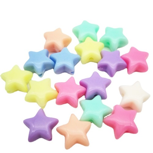 Candy Color Five-Pointed Star Loose Beads Straight Hole Spring Color Five-Star Beads DIY Beaded Jewelry Accessories Materials