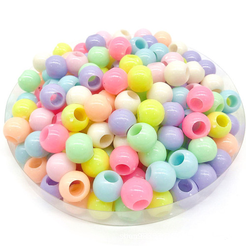 Acrylic Large Hole Beads Candy Color Plastic round Beads Children DIY String Beads Materials Straight Hole Loose Beads