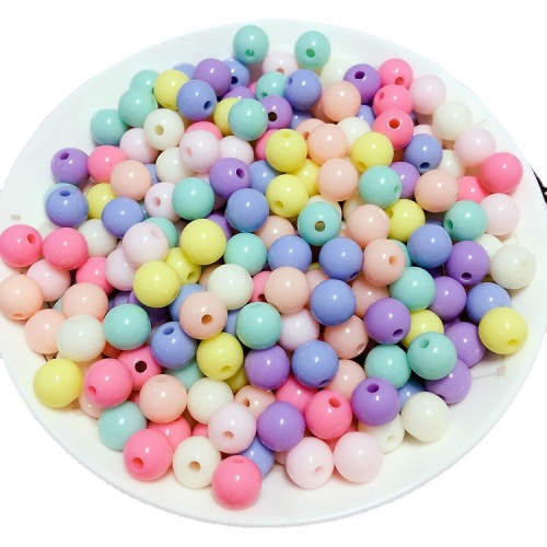 acrylic straight hole round beads spring color candy color plastic loose beads highlight beaded diy jewelry accessories