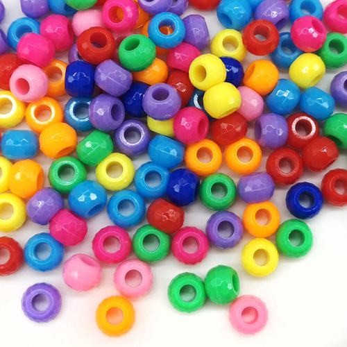 6 * 9mm plastic cut barrel beads solid color ps beads large hole barrel beads diy jewelry accessories loose beads pony beads