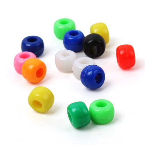 6 * 9mm Plastic Barrel Beads big Hole Beads Pony Beads Plastic Loose Beads Children‘s DIY Toy Bracelet Accessories