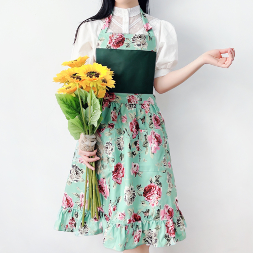 retro apron korean oil painting gardening lace floral beautiful western style floral ins style female japanese style new 2024