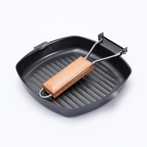 cast iron steak frying pan household gas non-stick pan striped steak with handle household frying pan