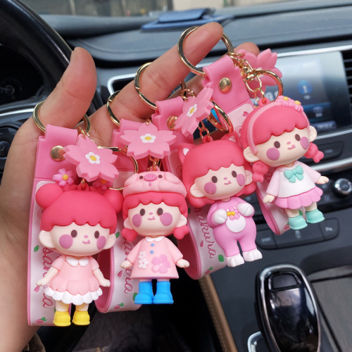 cute pink snowflake girl keychain new car bag cute girl keychain small pendant wholesale
