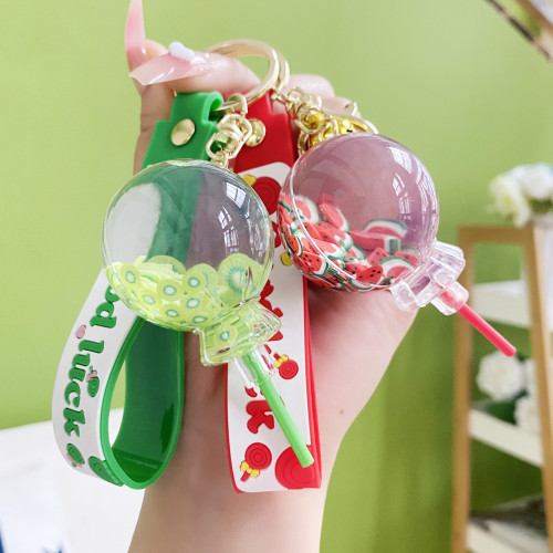 new acrylic floating fruit lollipop keychain creative car bag small pendant couple gift wholesale
