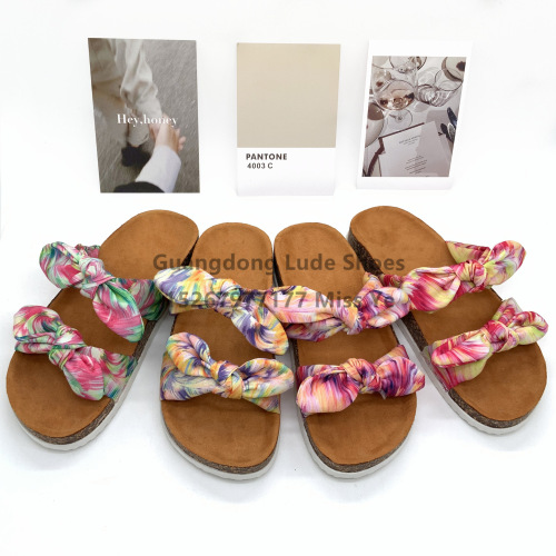 Women‘s Platform Slippers Summer New Bow Foreign Trade Handcraft Shoes Guangzhou Women‘s Shoes Casual All-Matching Slippers Women‘s