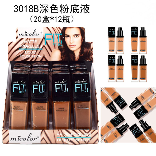 3018b dark skin glass bottle moisturizing moisturizing concealer light flawless liquid foundation for foreign trade exclusive
