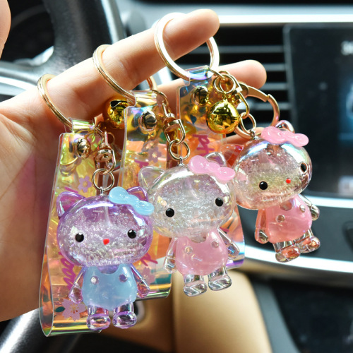 Acrylic Colorful Bubble Kitten Key Buckle Cartoon Hello Kitty Pendant Prize Claw Car Key Chain Small Gift