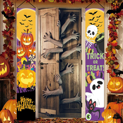 Halloween Door Couplet Hanging Flag Halloween Couplet Door Cloth Ghost Festival 30 * 180cm Banner Halloween Door Curtain