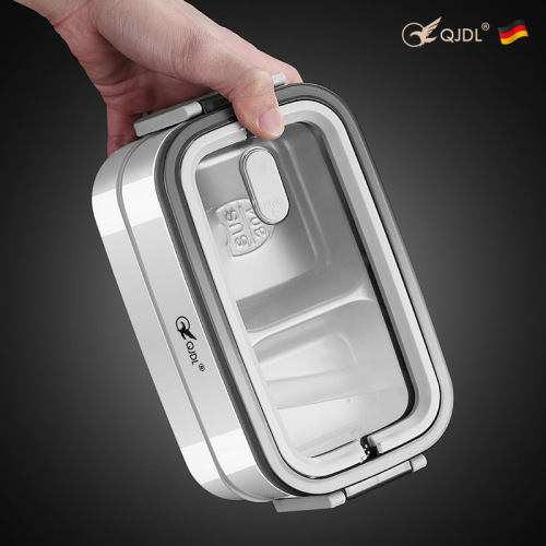 304 Stainless Steel Insulated Lunch Box Microwave Oven Double-Layer Portable Lunch Box Sealed Primary School Student Compartment Lunch Box