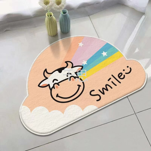 Qiansi Semicircle Bathroom Non-Slip Mat Absorbent Foot Mat household Door Mat Cashmere-like Mat Toilet Quick-Drying Floor Mat