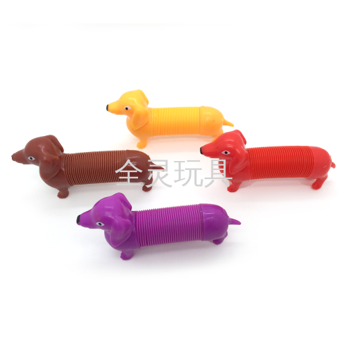 cross-border supply novelty retractable pull tube dog dachshund dog retractable corrugated pipe decompression toy diy variety