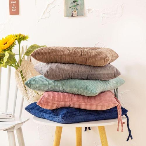 Factory Direct Sales Solid Color Japanese Corn Grain Cushion Living Room Dining Chair Strap Short Plush Seat Cushion Cushion Home