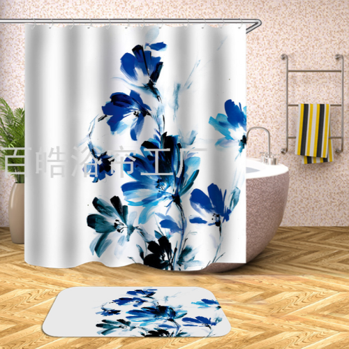 [baihao] digital polyester bathroom shower curtain waterproof cloth bathroom mildew-proof curtain door curtain partition curtain shower curtain