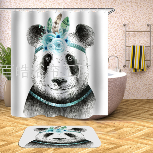 [Baihao] Digital Polyester Bathroom Shower Curtain Water-Repellent Cloth Bathroom Mildew-Proof Curtain Partition Curtain Shower Curtain