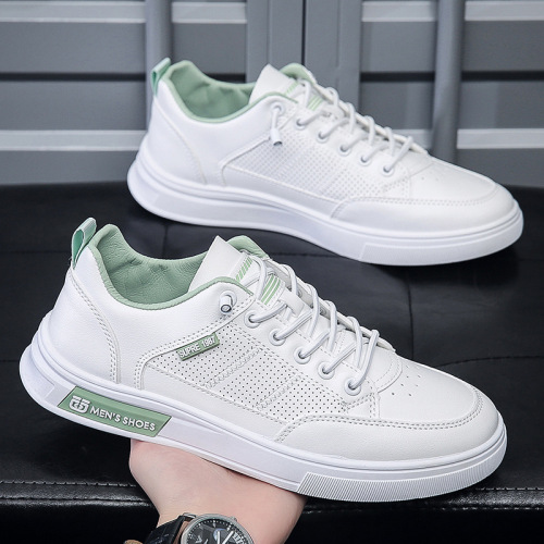 2022 summer new white shoes soft bottom soft surface breathable board shoes laser punching youth fashion shoes casual men‘s shoes wholesale