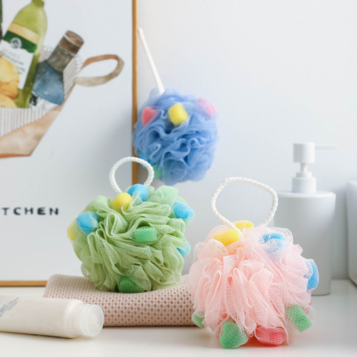 Factory Direct Deliver Bath Foaming Bath Towel Loofah Korean Style Bathroom Plain Color Bath Ball Loofah Mesh Sponge