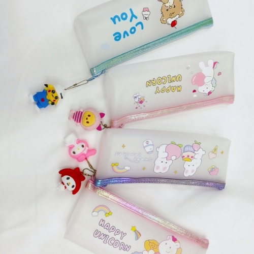 Fashion Hot Cartoon Cute Animal Student Pencil Case Pencil Bag Storage Bag Transparent Jelly Pack Factory Direct Sales 