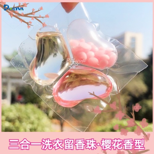 Three-in-One Laundry Gel Beads Wholesale Factory Cherry Blossom Fragrance Fragrance Retention Beads Anti-Mite Concentrated Laundry Detergent Gel Beads 