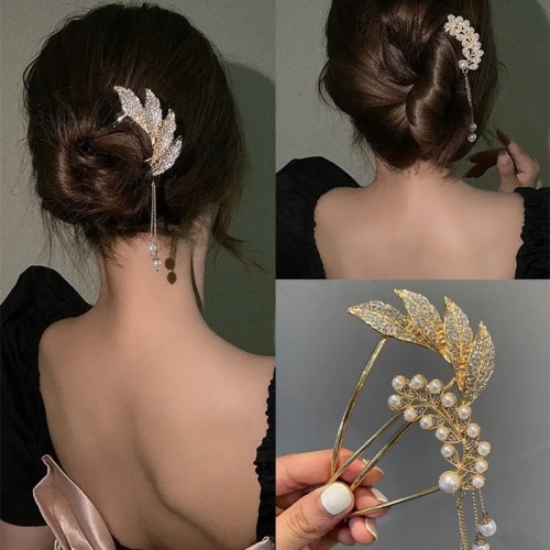 hair updo artifact feather tassel u-shaped hairpin chopsticks ball head hair curler headdress barrettes back head hairpin female