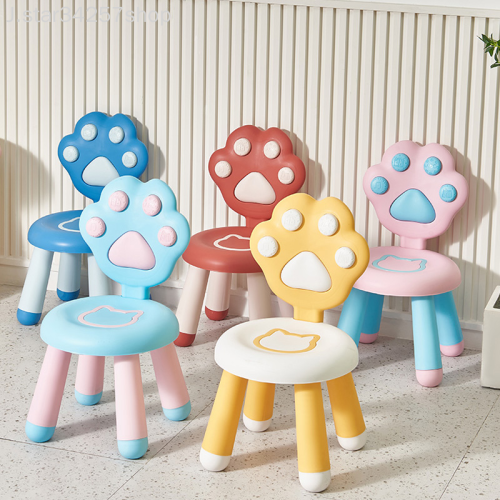Cat Claw Children‘s Plastic Chair Kindergarten Stool Backrest Home Baby Small Bench Children Non-Slip Cartoon Seat