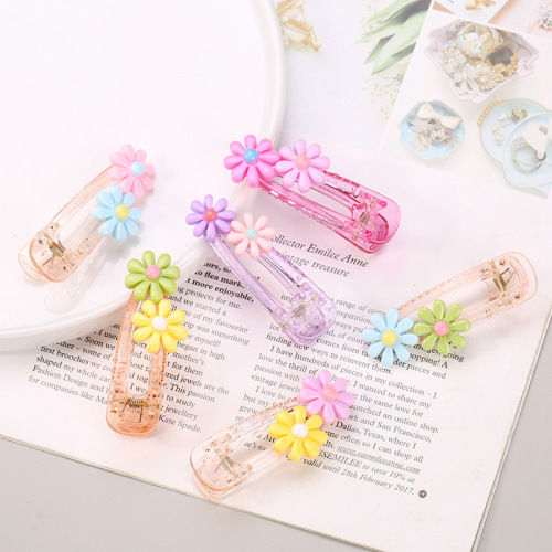 korean sweet fresh girl style elegant flower acrylic hairpin bangs clip duckbill clip hair accessories wholesale