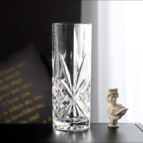 Chuguang Glass Transparent Crystal glass Vase Straight Transparent Glass Vase Flower Arrangement Hydroponic 