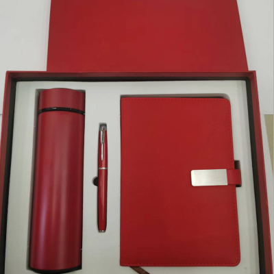High-End Red Gift Box with Vacuum Cup Set Notebook Gift Customized Printed Logo