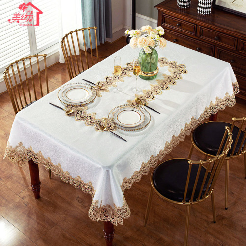 white european-style light luxury satin lace tablecloth fabric coffee table rectangular table tablecloth dust cover cloth