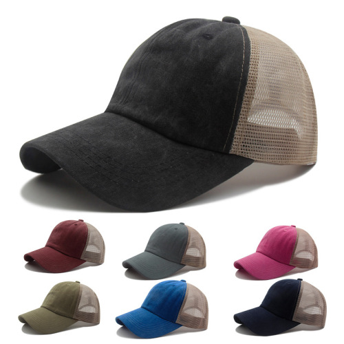 baseball cap european and american breathable mesh hat men and women summer korean style washed old peaked cap sun protection sun hat