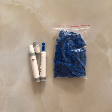 采血笔圆形蓝色采血针笔血糖检测工具方便携带家用笔