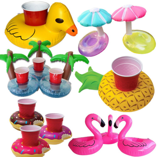 inflatable flamingo unicorn pineapple watermelon coconut duck swan all kinds of cup holder floating cup holder swimming play