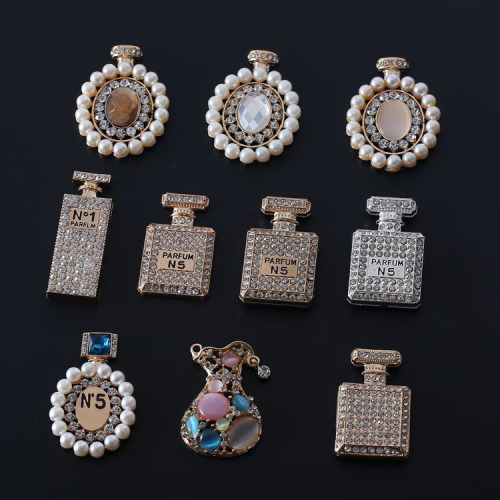 Perfume Bottle DIY Ornament Accessories Rhinestone Pearl Perfume Bottle Purse Phone Case Decorative Alloy Material Wholesale