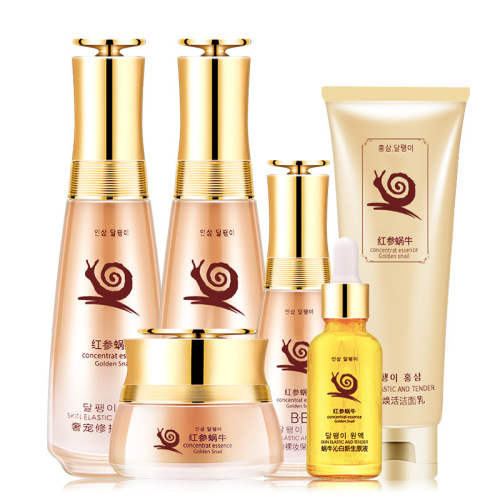 wholesale red ginseng snail skin care set eye cream toner moisturizing refreshing lotion essence cosmetics full set
