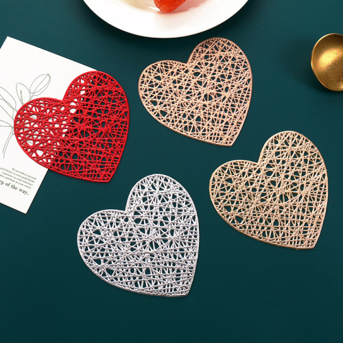 Pv10cm Coaster Valentine‘s Day Spot Dining-Table Decoration Placemat Non-Slip Heatproof Small Coaster Matching Placemat