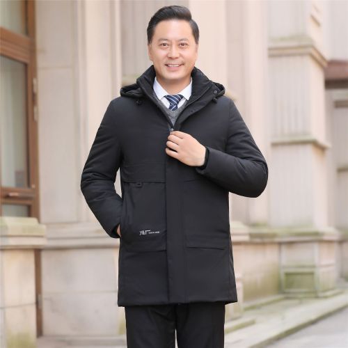 middle-aged and elderly down jacket men thick mid-length dad wear detachable liner cold-proof winter jacket jacket