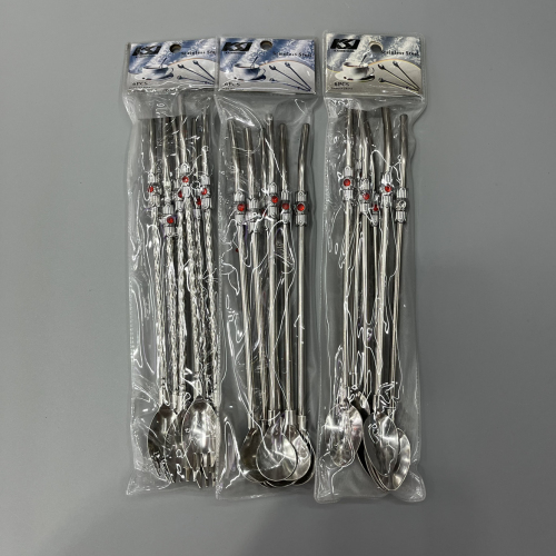 Tableware Stainless Steel Straw Spoon with Drill Straw Spoon Filter Stirring Spoon Kitchen Supplies Kitchenware