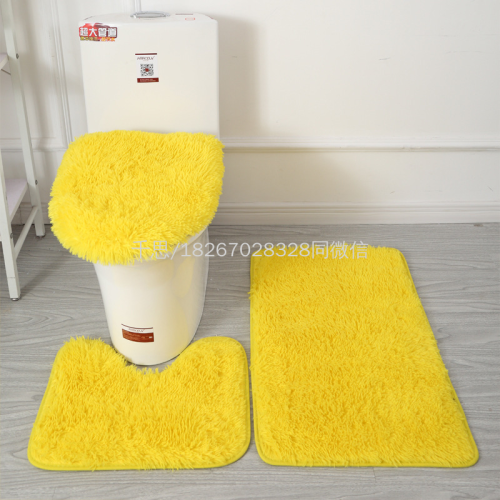 Qiansi Toilet Floor Mat Bathroom Toilet Bathtub Nordic Style Floor Mat Pvc Non-Slip Mat Three-Piece Silk Wool Carpet