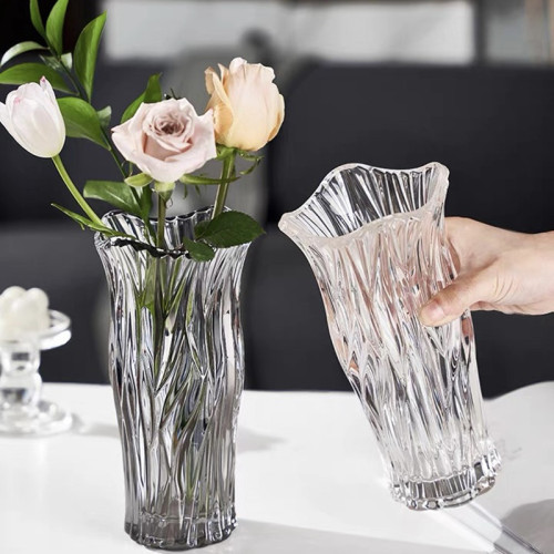 Nordic Light Luxury Simple Thickened Glass Vase Dining Table Living Room Hotel Flower Arrangement Rose lily Flowers Decorative Flowerpot