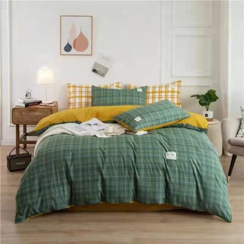 four-piece bedding set， quilt cover， bed sheet， bed cover， plaid， four-piece bedding set