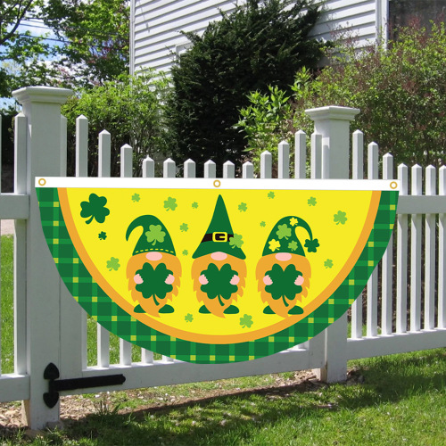 ellan St. Patrick‘s Day Fan Flag St. Patrick‘s Day Curtain Flag Carnival Semicircle Flag 