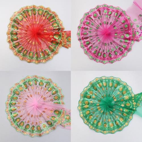 multi-color glass yarn sequins embroidery lace home textile fabric toys car barbie doll skirt 20cm wide hot