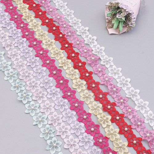 Glass Yarn Embroidery Hexagonal Flower Handmade Beaded DIY Accessories Accessories Chain Edge