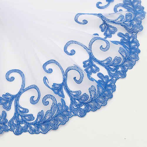 20cm Popular Embroidery Blue and White Porcelain Mesh Lace DIY Headdress Hair Accessories Car Barbie Doll Skirt